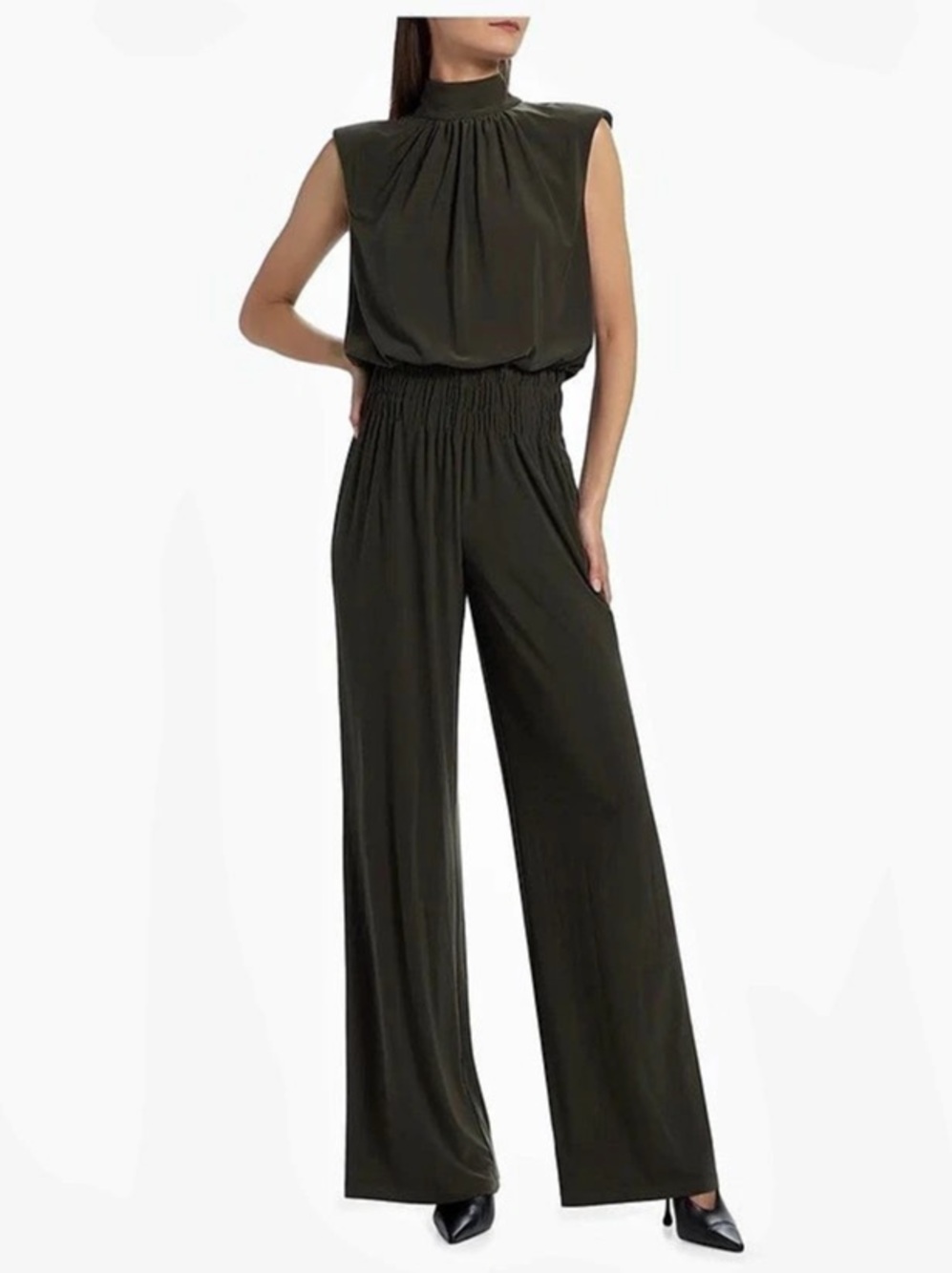 Ramy Brook Dani Jumpsuit Pleated Wide Leg Black
